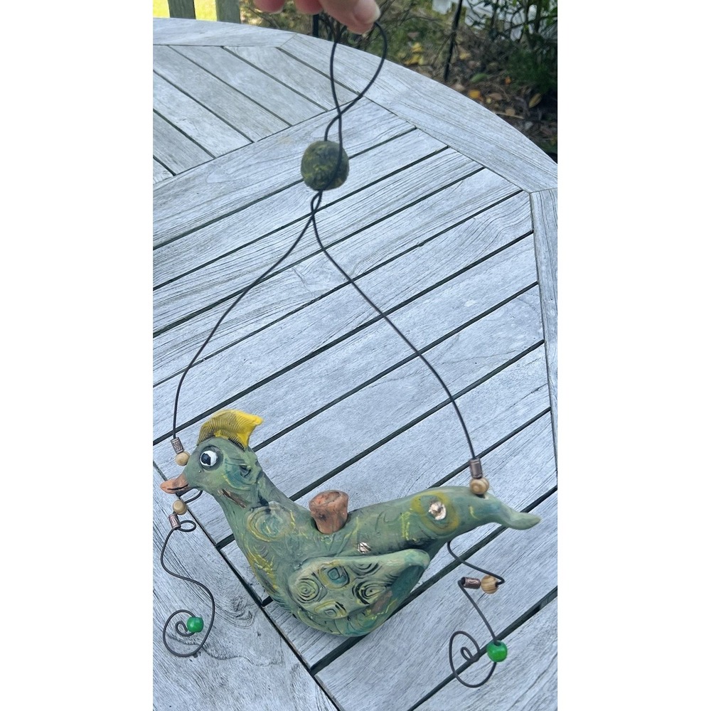 Unique Studio Art Pottery Handmade Ceramic Bird Sculpture Decoration Unique Vtg